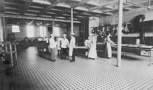 Black and white photograph of the kitchen, Rochester State Hospital, March 18, 1905.