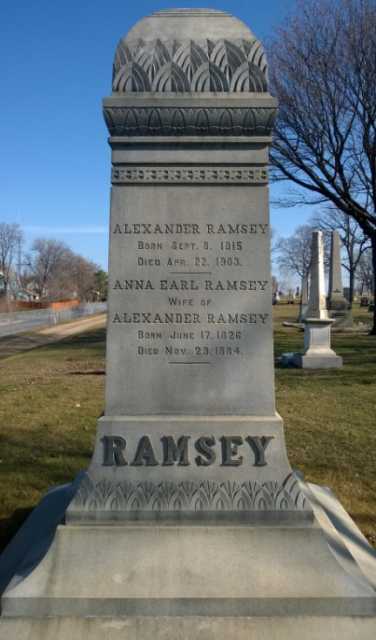 Color image of Alexander Ramsey monument, 2014. 