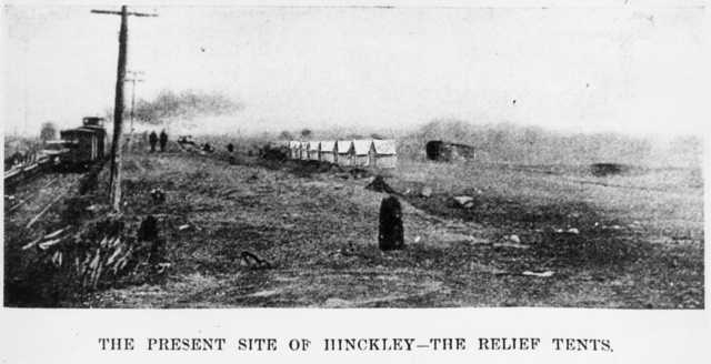 Tents erected for victims of the fire in Hinckley, 1894. 