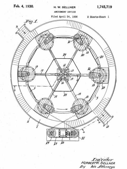 Tilt-A-Whirl patent application drawing
