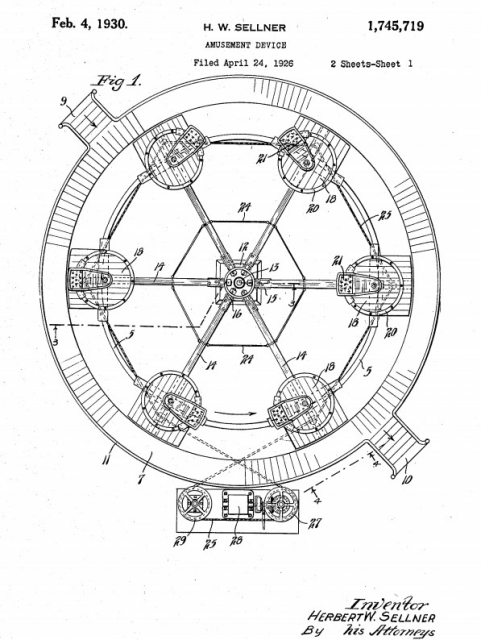 Tilt-A-Whirl patent application drawing