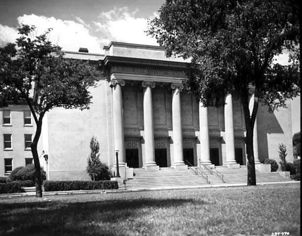 Black and white photograph of Temple Israel, 2324 Emerson Avenue South, Minneapolis, 1963.