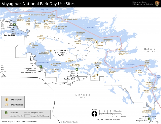 Day-use sites within Voyageurs National Park