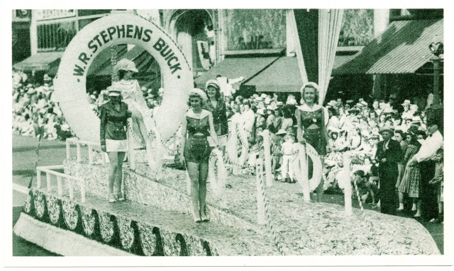 Parade float for W.R. Stephens Buick, ca. 1950