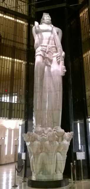 Color photograph taken by Paul Nelson on April 24, 2014 of Carl Milles's "God of Peace" statue inside the St. Paul City Hall and Ramsey County Courthouse.