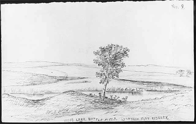 Wood Lake. Battle Field. 43 Mls. from Fort Ridgley [i.e. Ridgely]