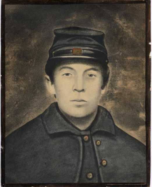Albert Woolson in his army uniform. The photo was probably taken at Fort Snelling following his army enlistment and was later enlarged and painted, ca. 1864. Woolson family archives, Duluth, Minnesota. Used with the permission of the Woolson family.
