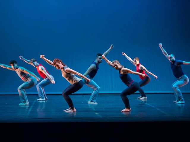 Zenon Dance Company (blue company) performing in Cuba