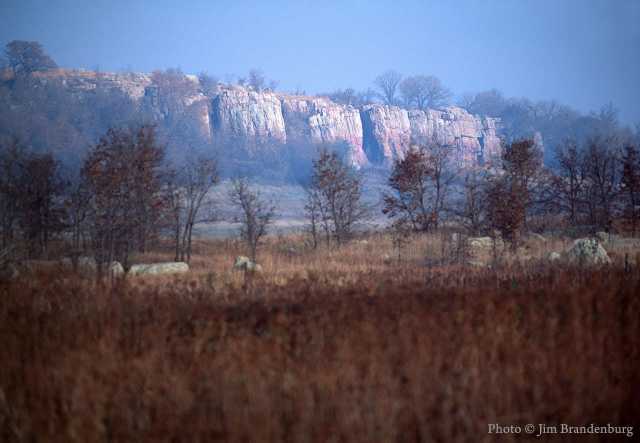 Color image of a Bison jump site at Blue Mounds State Park, 1995.