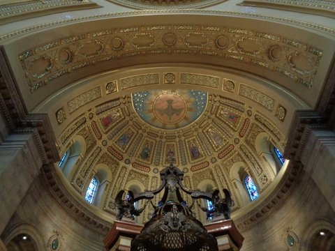 Color image of the decorative altar ceiling inside the St. Paul Cathedral. Photographed by Paul Nelson on July 10, 2014.