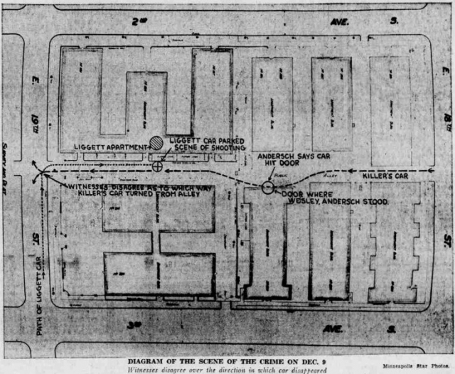 Diagram of Liggett murder scene