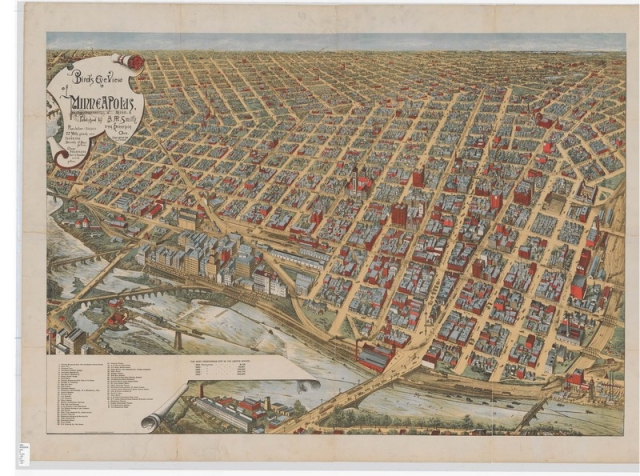 Bird’s eye view of Minneapolis, Minn., 1891