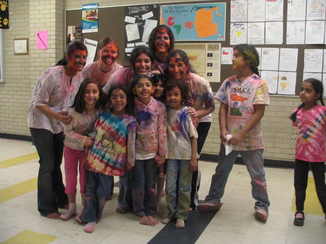 SILC students celebrating Holi