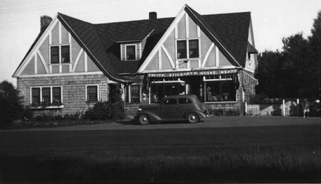 Black and white photograph of Stickney Inn and Store, facing south, ca. 1930.