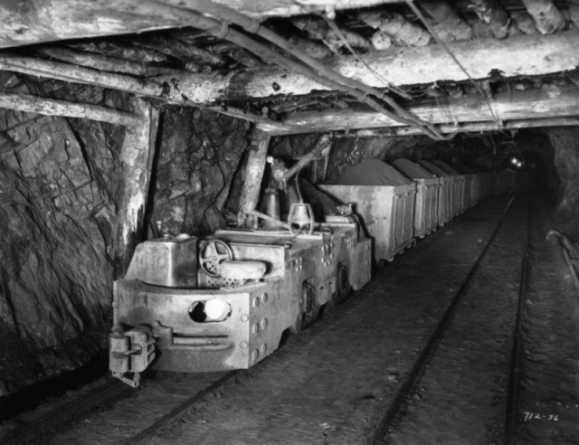 Ore trams in Pioneer “A” mine, Ely