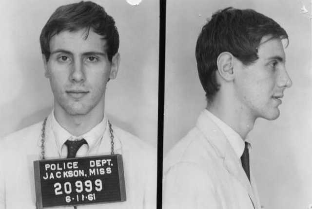 Freedom Rider David Morton photographed after his arrest by the Jackson Police Department in Jackson, Mississippi on July 11, 1961.