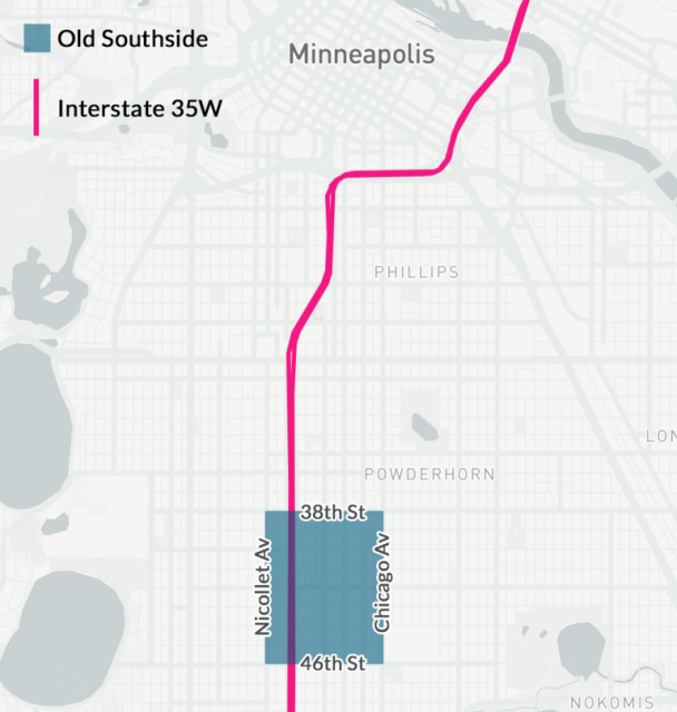 Division of Southside Minneapolis by 35W