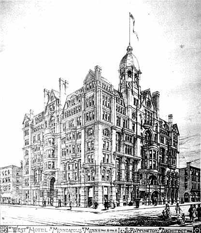 West Hotel, proposed drawing, Fifth and Hennepin, Minneapolis