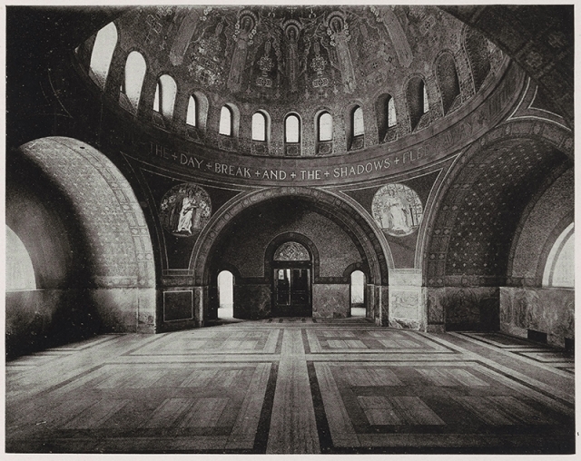 Lakewood Chapel dome interior, facing entrance