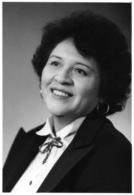 Irene Gomez of the Police and Community Relations Task Force. Photograph by Erickson Studio, ca. 1983.