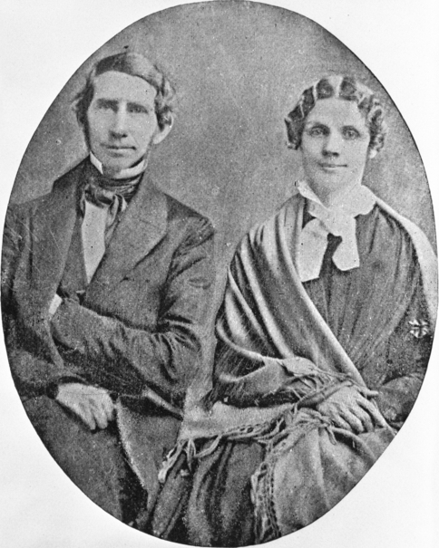 Black and white photograph of Reverend Stephen Riggs and his wife, Mary Riggs, c.1860.