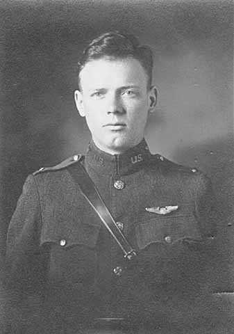 Black and white photograph of Second Lieutenant Charles Augustus Lindbergh in his U.S. Air Force uniform, March 14, 1925.