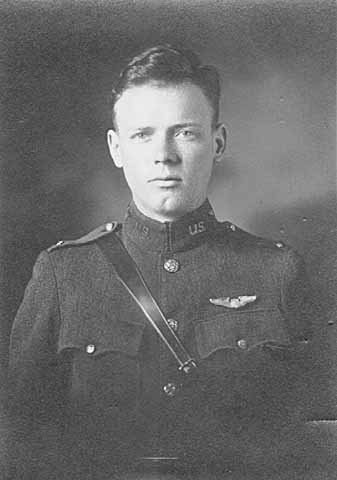 Black and white photograph of Second Lieutenant Charles Augustus Lindbergh in his U.S. Air Force uniform, March 14, 1925.