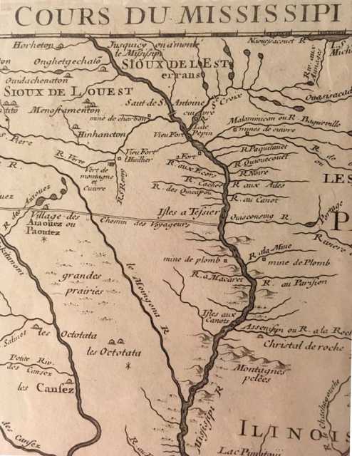 Detail of a map of land claimed by France for King Louis XV