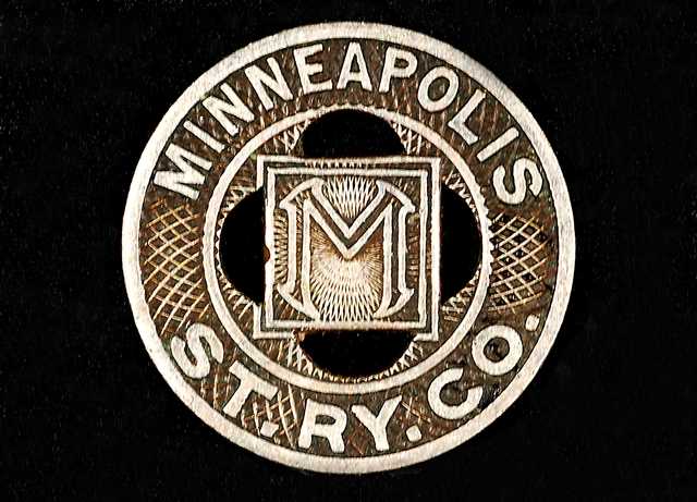 Color image of a Minneapolis Street Railway Company trade token, 1945–1949.