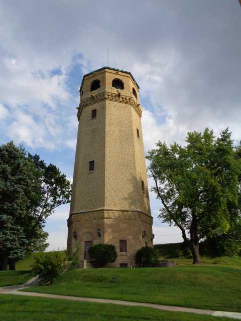 Color image of the exterior of St. Paul’s Highland water tower designed by Clarence Wigington and built in 1928. Photographed by Paul Nelson on August 4, 2014.