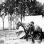 Black and white photograph of Major Brackett and his aide, Van Garren, at a camp in Dakota Territory, 1864.