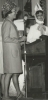 Black and white photograph of Mrs. Ardis Hiller (left) and Mrs. Ross (right) at a BPWC fashion show, 1961.