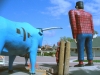 Rear view of Paul Bunyan and Babe the Blue Ox statues, 2007