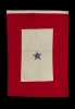 Color image of a red and white felt service flag with one blue star, used by the family of Harvey Mears, who served in World War I and World War II, ca. 1915–1943.