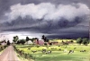 Rainstorm in Minnesota, watercolor on paper by Adolf Dehn, 1950. 