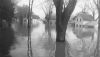 Black and white photograph of flood at Chaska, 1965.