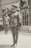 Black and white photograph of Motor Corps officer, Chet Walker, nicknamed "the Army," during a recruiting tour in Red Wing, Minnesota, 1918. 