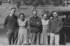 Black and white photograph of Harry de Boer and James H. Bartlett with Leon Trotsky, 1940.