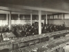 Black and white photograph of a class in corn judging, University of Minnesota, College of Agriculture, St. Paul, ca. 1910.