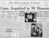 Newspaper article and headline published after Kid Cann’s 1936 acquittal