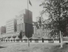 Black and white photograph showing the tents of D Company, First Minnesota Infantry, on guard duty at the Pillsbury mills, 1917. 