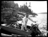 Jun Fujita boating on Rainy Lake