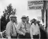 Michigan strikers reading bulletin board at strike headquarters, Marenisco, Michigan.