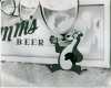 Still image of a Hamm's TV commercial showing the Hamm's bear playing baseball, early 1950s.