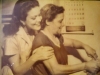 Black and white photograph of Hilda Simms with her mother, Lydia Moses during a photo shoot for Life Magazine, c.1950.