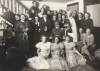 Black and white photograph of a wedding shower for a drum corps member, 1930s.