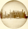 Black and white photograph of James J. Hill Summit Avenue house under construction, 1890.