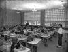 Black and white photograph of the interior of the Minneapolis Talmud Torah at 1616 Queen Avenue North in Minneapolis, 1951. Photograph by the Minneapolis Star Journal Tribune.