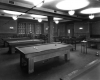 Black and white photograph of the billiard room in the St. Paul Athletic Club, c.1925. Photograph by Charles P. Gibson.