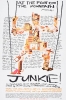 Poster for At the Foot of the Mountain Theatre’s production of Junkie!, 1981.